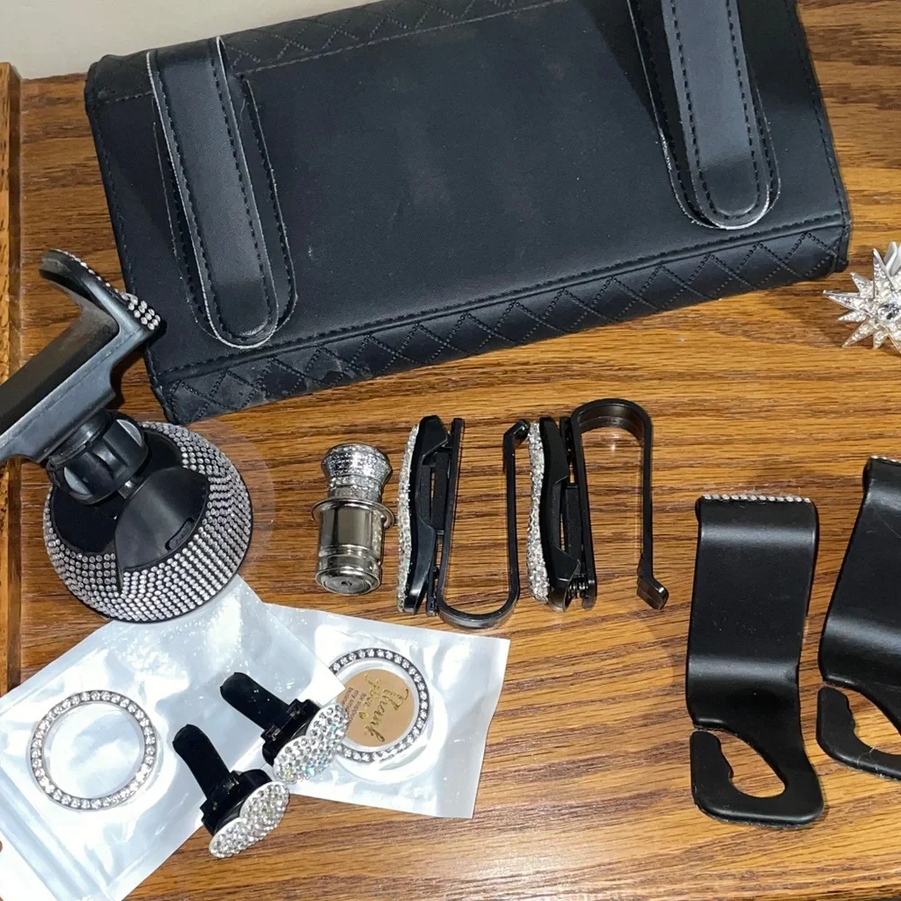 Sparkling Rhinestone Car Accessories Set